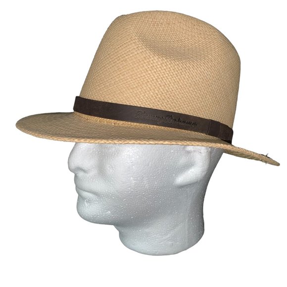 TOMMY BAHAMA‎ Shademaker Hand Woven Straw with Leather Band Fedora - Picture 2 of 8
